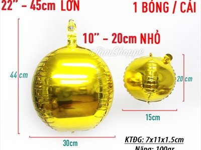 Bong bóng kiếng quả cầu vàng Gold 4D BBK-QC-01